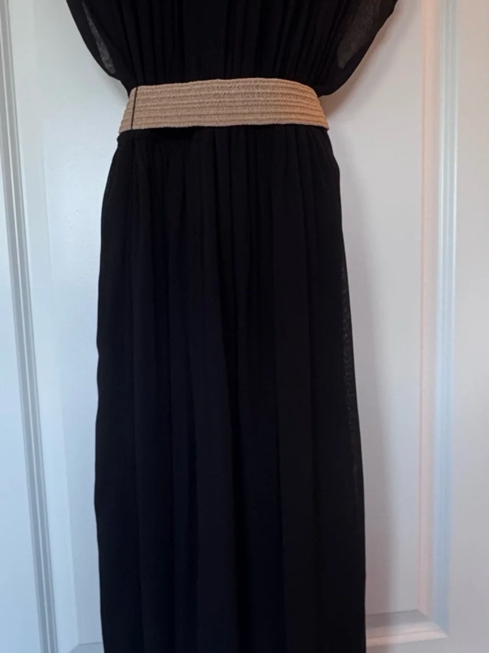 NWT H&M Black Maxi Dress with Tan Belt